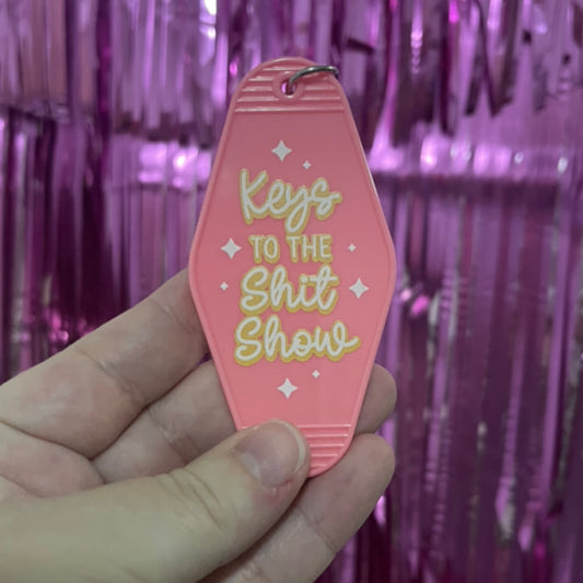 Keys to the Shit Show Pink Keyring