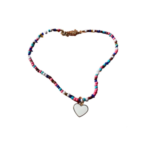 Colourful Beaded Heart Necklace