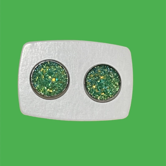 Small Green Sparkly Studs