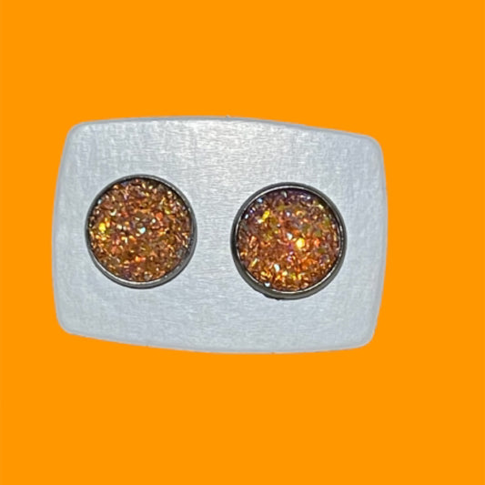 Small Orange Sparkly Studs