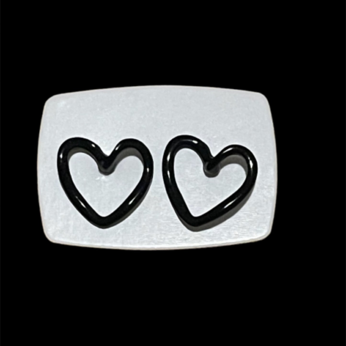 Small Black Hollow Heart Studs