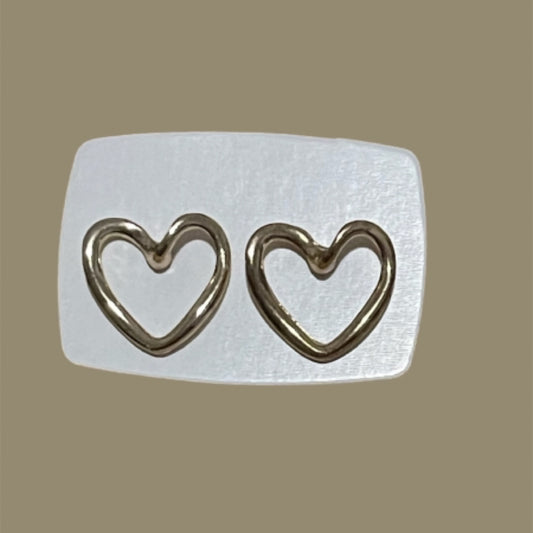 Small Golden Hollow Heart Studs