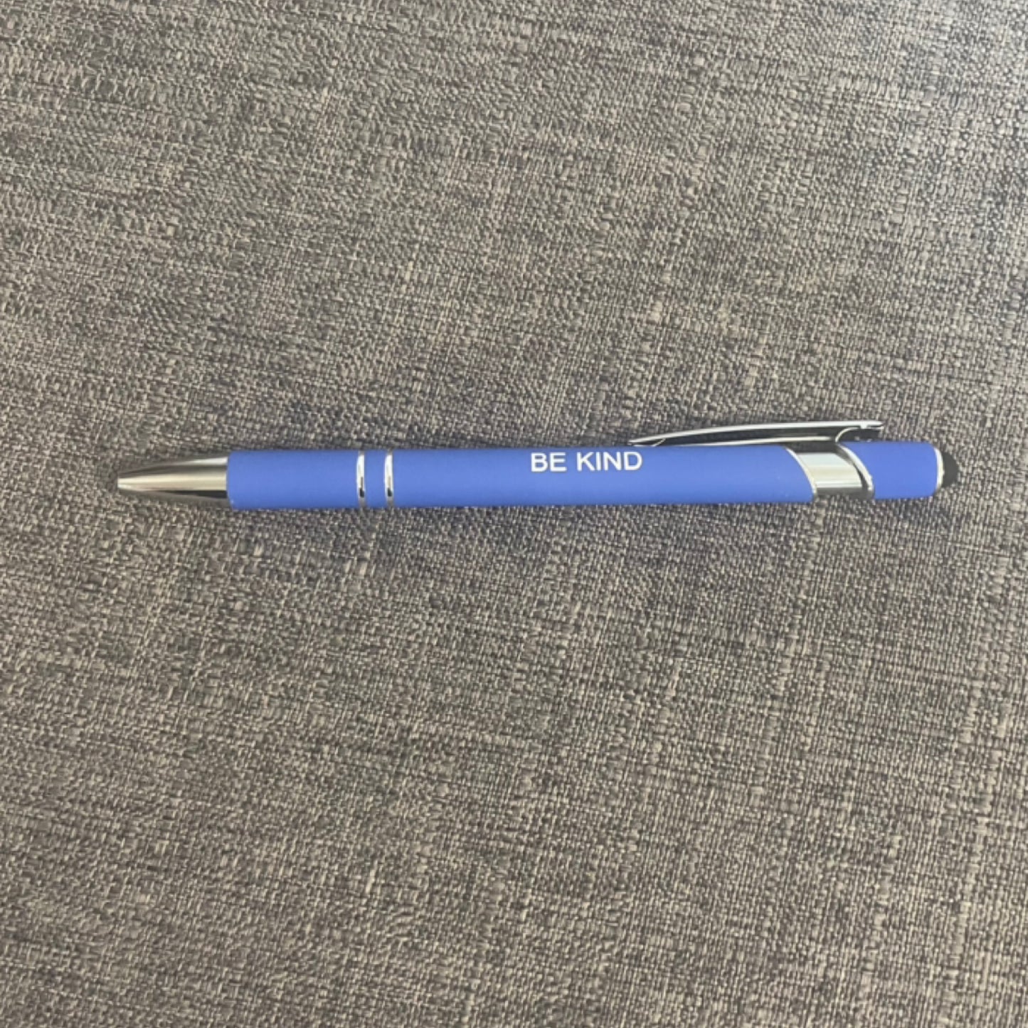 Blue Motivational Pen & Stylus (Black Ink) "Be Kind"