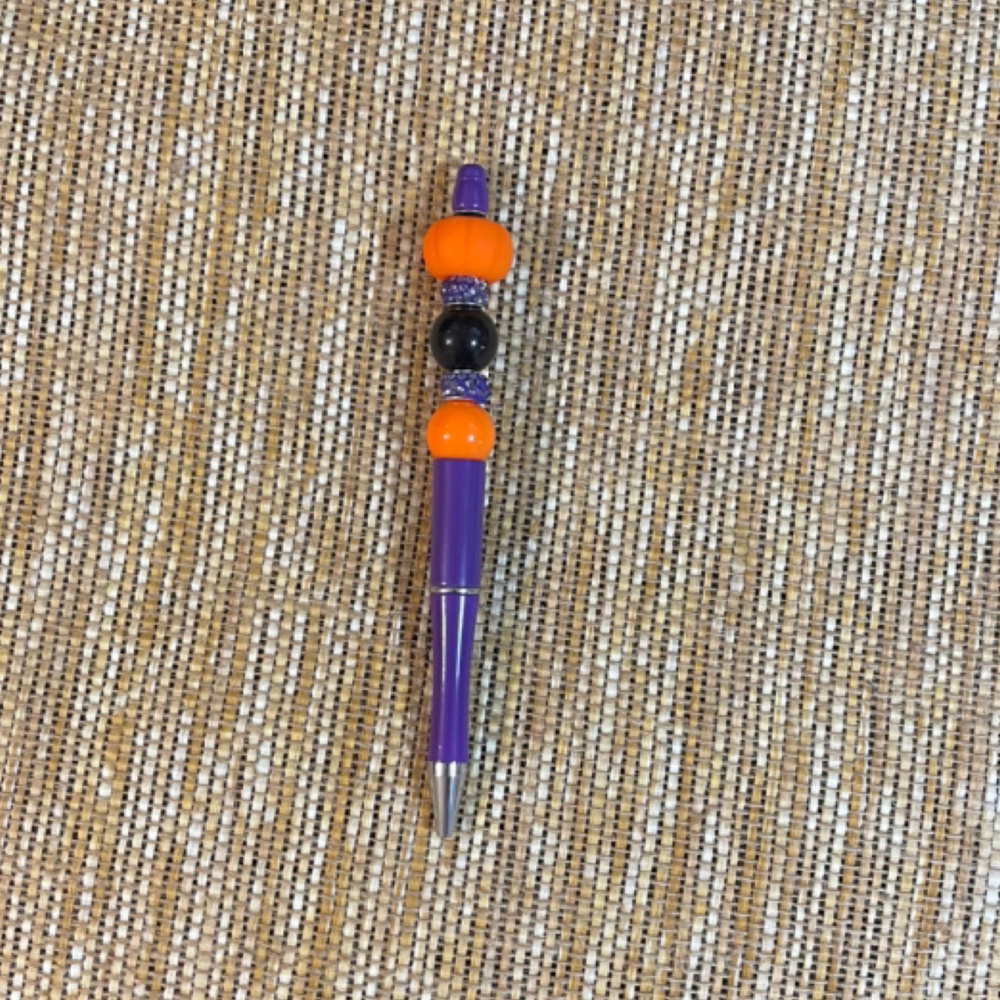 Beaded Pen - Purple (Pumpkin focal)