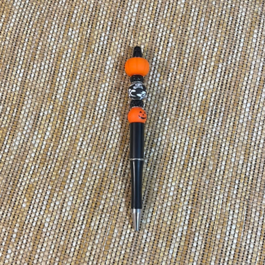 Beaded Pen - Black (Pumpkin focal)