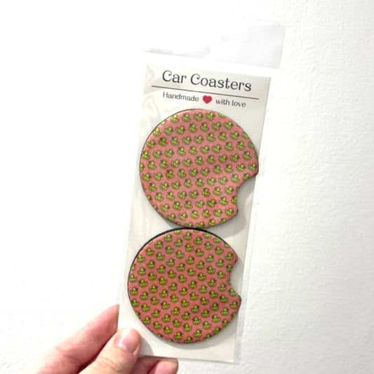 Pink Rubber Ducky Car Coasters