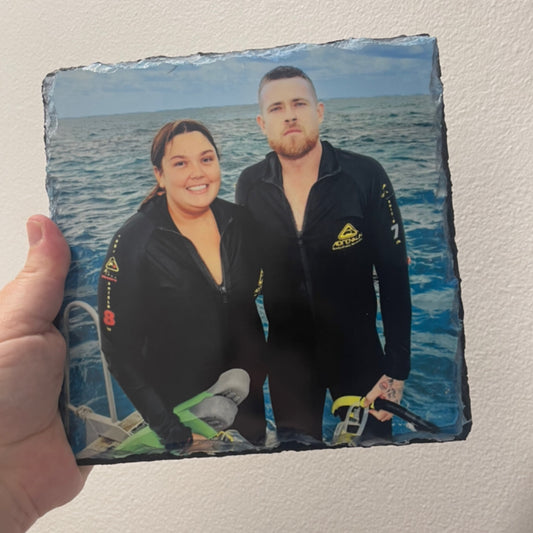 Couples Slate Photo (19 x 19cms)